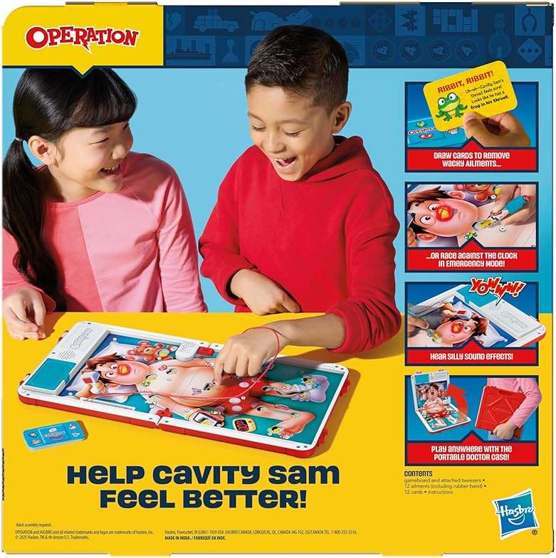 Operation Electronic Board Game with All-in-One Carrying Case | 2 Ways to Play | Ages 6+ | 1+ Players | 10 Mins. | Fun Kids Games - Image 14