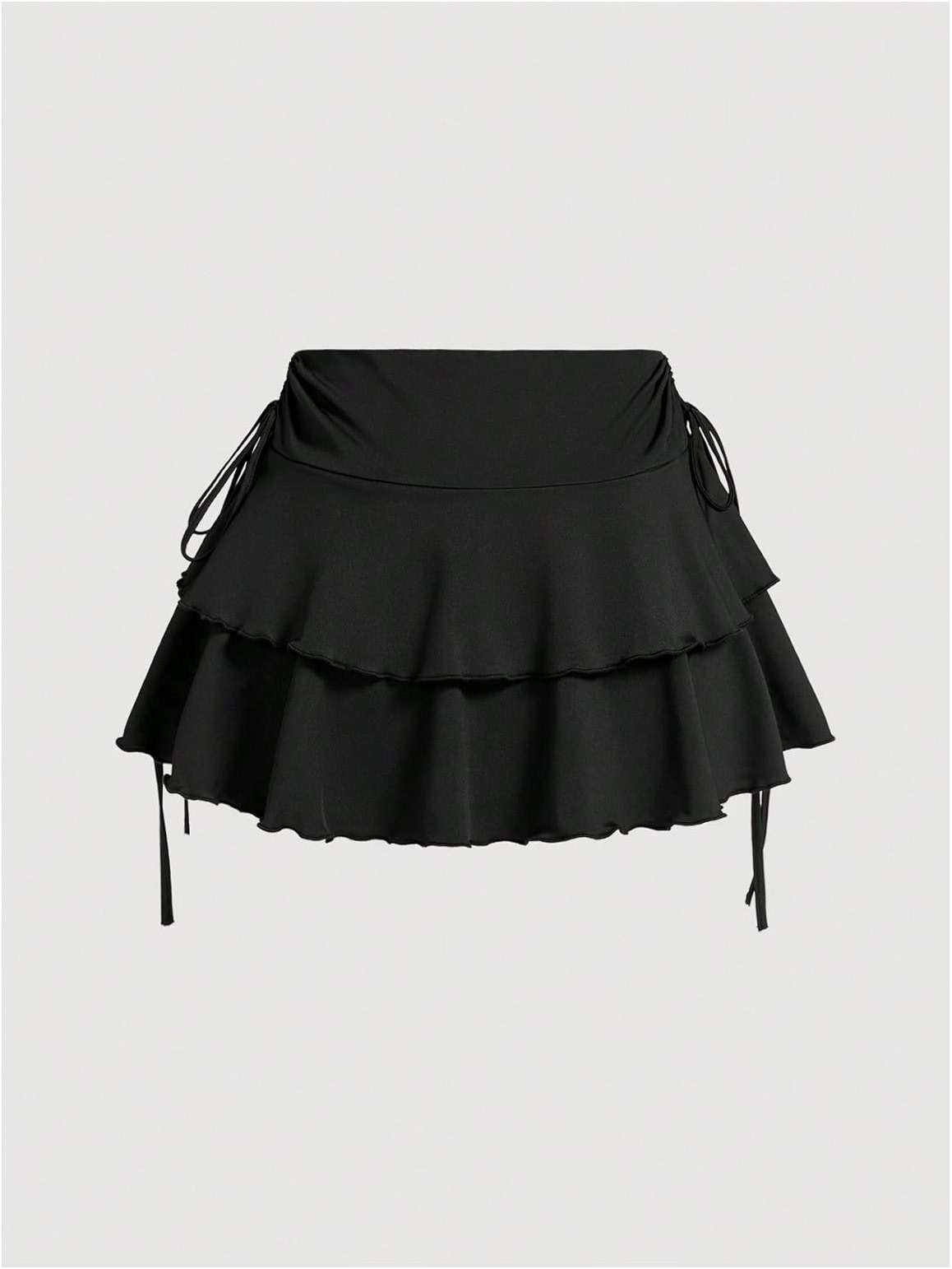 RoseSeek Women's Drawstring Bow Side Mini Skirts Tiered Layer Ruffle Elastic Waist Y2K Coquette Short Skirts - Image 2