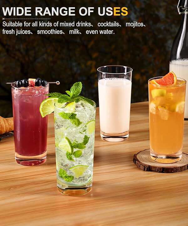 LUNA & MANTHA Drinking Water Glasses Set, Lead-Free Crystal Highball Glass, Tall Glass Cups for Cocktail Parties,Clear set of 4,16oz - Image 7