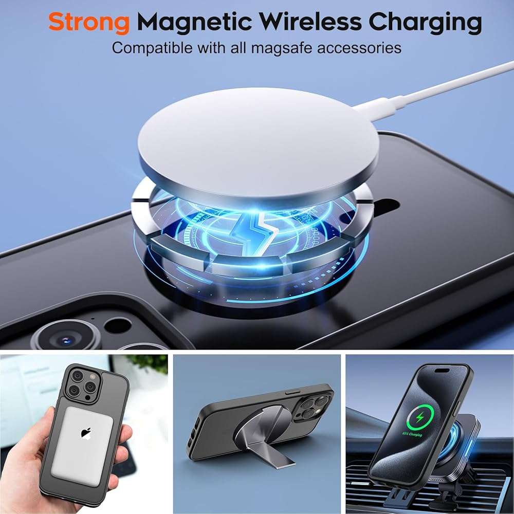 zapica Magnetic for iPhone 15 Pro Max Case, [Compatible with MagSafe] [Military Grade Drop Protection] Translucent Matte Shockproof Anti-Scratch Phone Cover, Black - Image 4