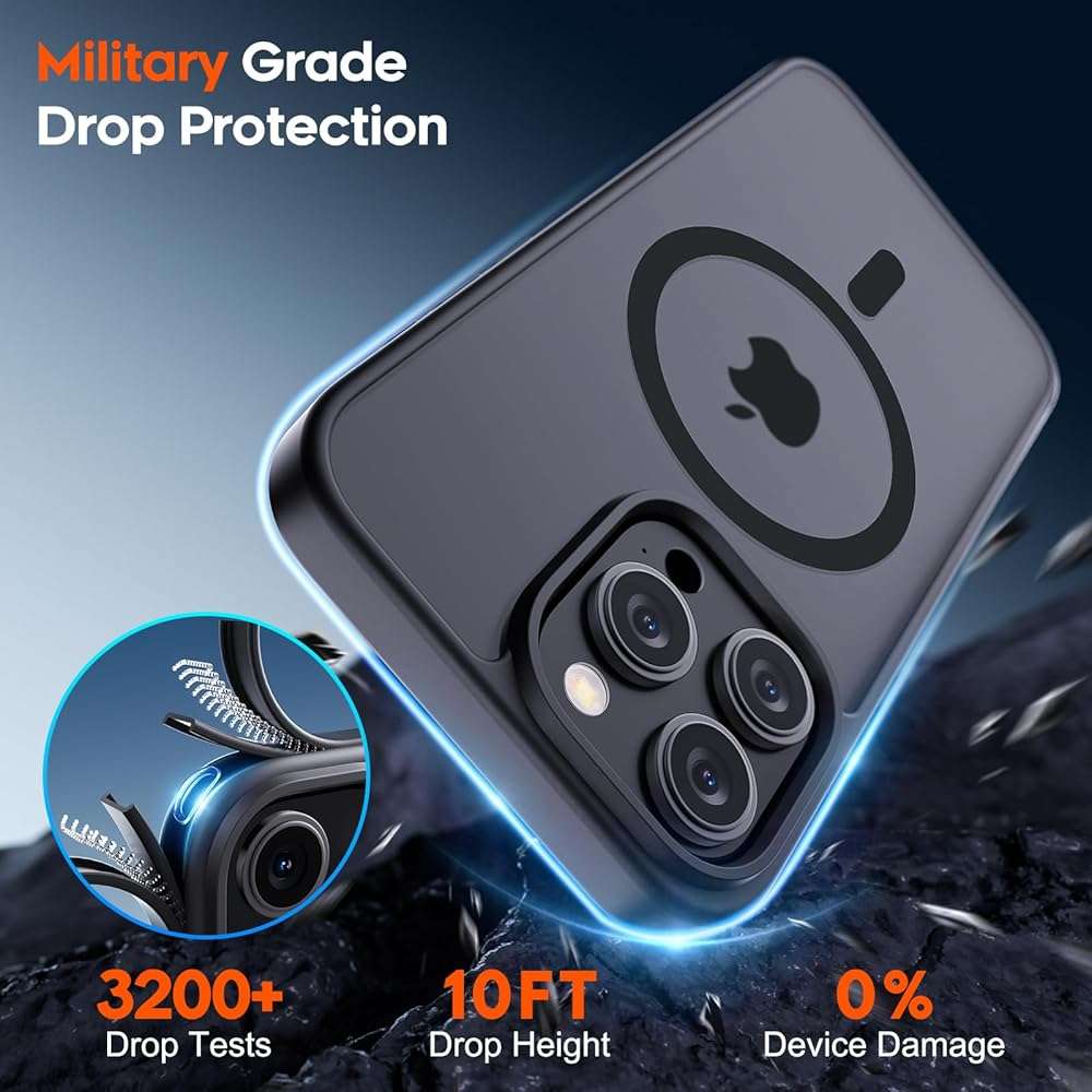 zapica Magnetic for iPhone 15 Pro Max Case, [Compatible with MagSafe] [Military Grade Drop Protection] Translucent Matte Shockproof Anti-Scratch Phone Cover, Black - Image 5