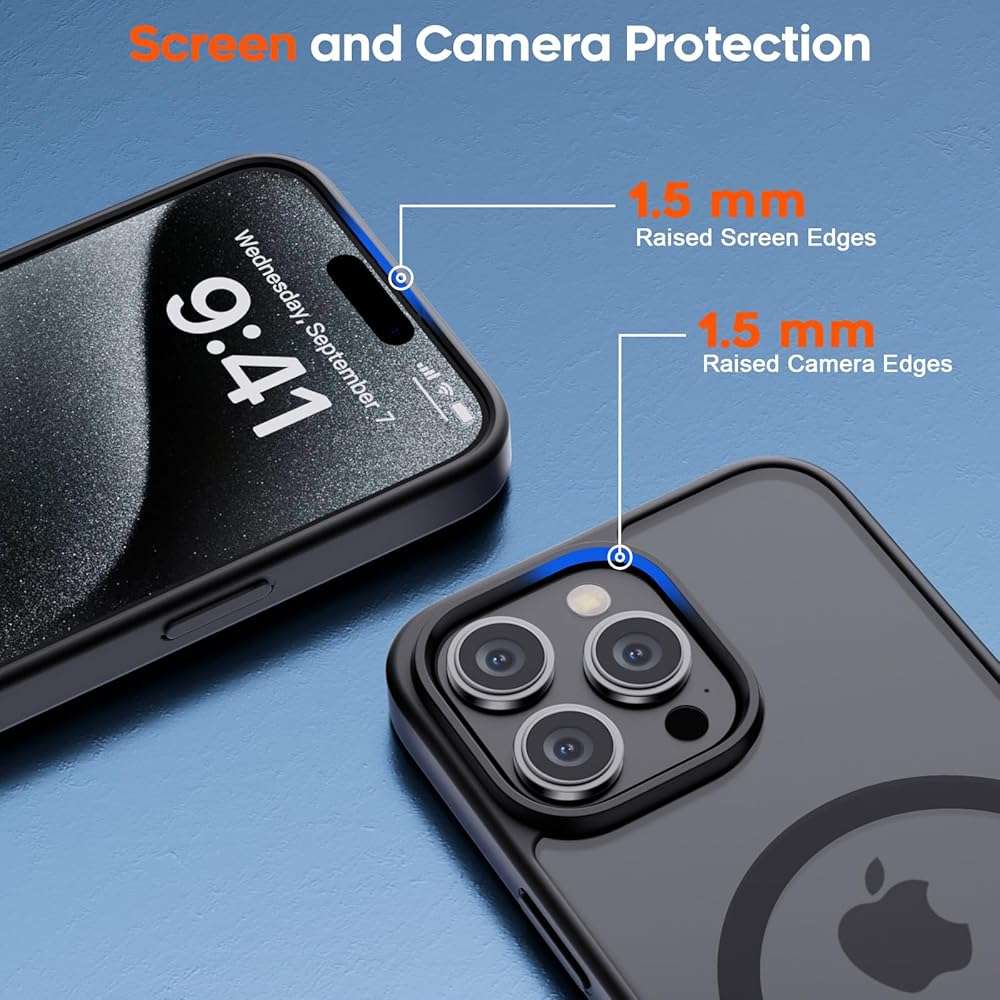 zapica Magnetic for iPhone 15 Pro Max Case, [Compatible with MagSafe] [Military Grade Drop Protection] Translucent Matte Shockproof Anti-Scratch Phone Cover, Black - Image 6