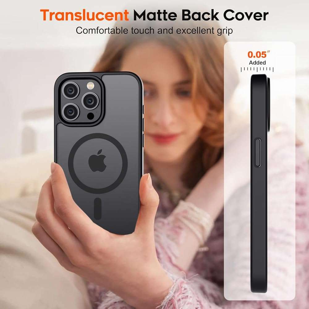 zapica Magnetic for iPhone 15 Pro Max Case, [Compatible with MagSafe] [Military Grade Drop Protection] Translucent Matte Shockproof Anti-Scratch Phone Cover, Black - Image 7