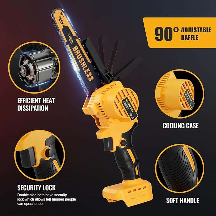 Cordless Mini Chainsaw 8 Inch for Dewalt 20V MAX Battery Powered (NO Battery), Electric Chainsaw, Cordless Hand Chainsaw, Portable Small Rechargeable Pruning Chain Saw for Wood Cut Tree Trimming - Image 5