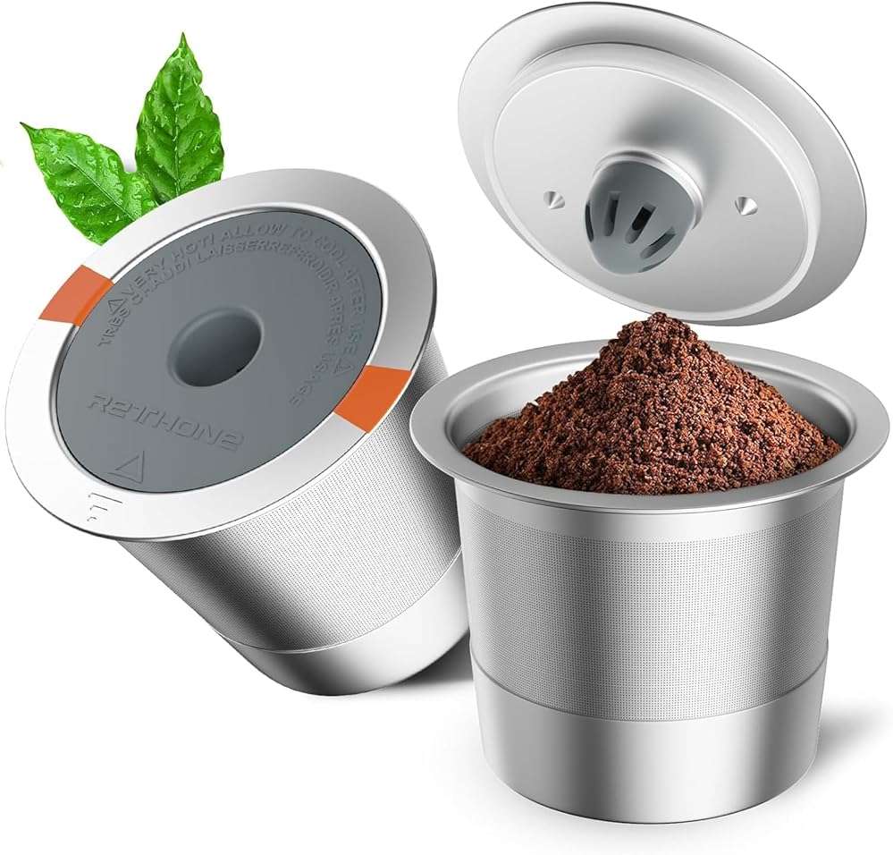 RETHONE Reusable K Cups for Keurig 1.0 & 2.0 - Stainless Steel Coffee Pods, Refillable Ground Coffee Pods(2 pack) - Image 1