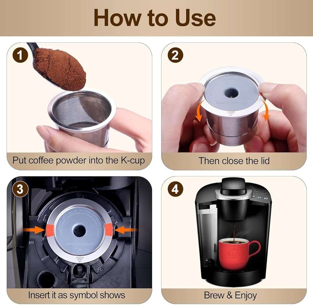 RETHONE Reusable K Cups for Keurig 1.0 & 2.0 - Stainless Steel Coffee Pods, Refillable Ground Coffee Pods(2 pack) - Image 6