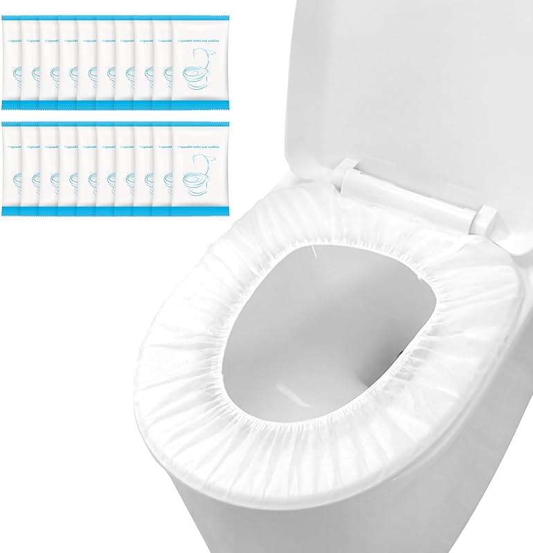 Krijuess 50 Pack Disposable Toilet Seat Cover Waterproof Non-Woven Fabric, Disposable Toilet Seat Covers for Travel, Disposable Seat Covers for Outing Hotel Hospital Public Toilet (Individual Package) - Image 1