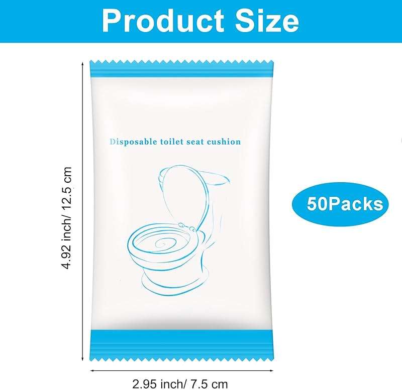 Krijuess 50 Pack Disposable Toilet Seat Cover Waterproof Non-Woven Fabric, Disposable Toilet Seat Covers for Travel, Disposable Seat Covers for Outing Hotel Hospital Public Toilet (Individual Package) - Image 2
