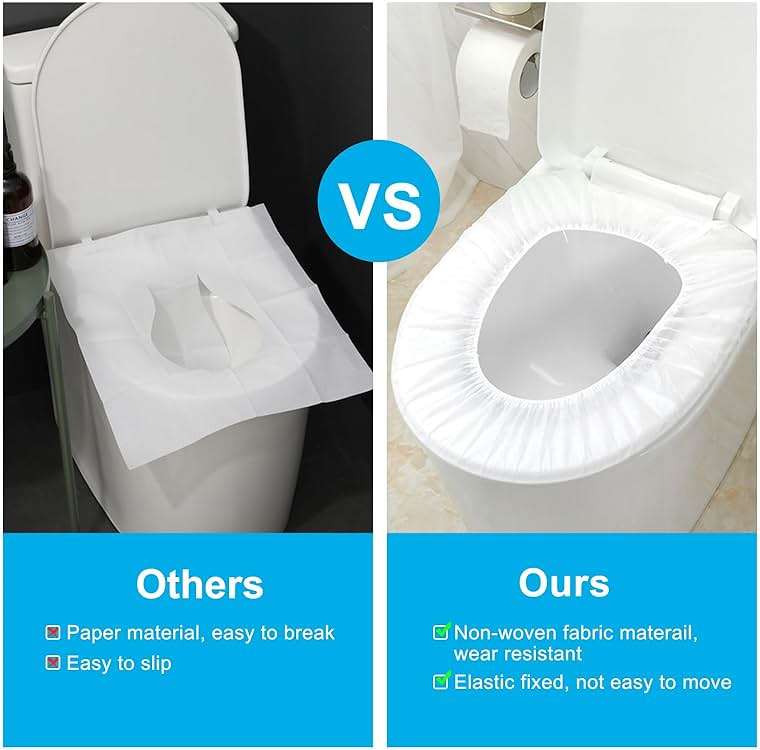 Krijuess 50 Pack Disposable Toilet Seat Cover Waterproof Non-Woven Fabric, Disposable Toilet Seat Covers for Travel, Disposable Seat Covers for Outing Hotel Hospital Public Toilet (Individual Package) - Image 5