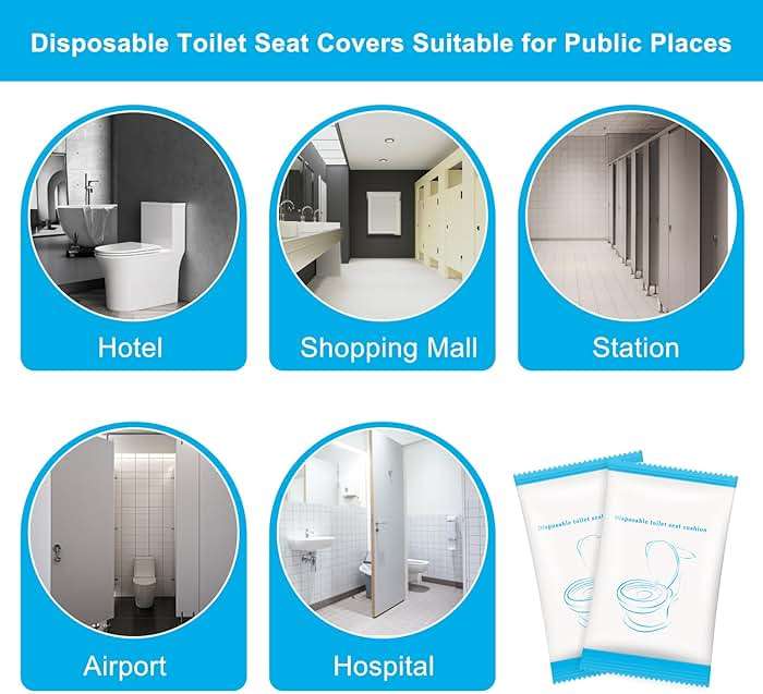 Krijuess 50 Pack Disposable Toilet Seat Cover Waterproof Non-Woven Fabric, Disposable Toilet Seat Covers for Travel, Disposable Seat Covers for Outing Hotel Hospital Public Toilet (Individual Package) - Image 8