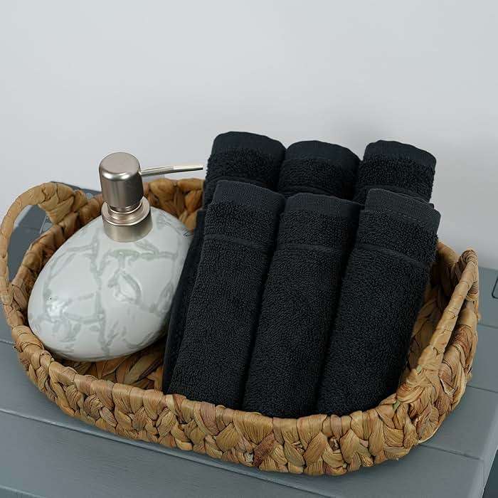 Tens Towels Pack of 60 Washcloths, 12 x 12 Inches, Lighter Weight, Quick to Dry, Super Soft & Absorbent, Gentle Face Towels, Hotel Quality, Perfect for Bathroom, Gym, Spa (Black, 60 Pack) - Image 7