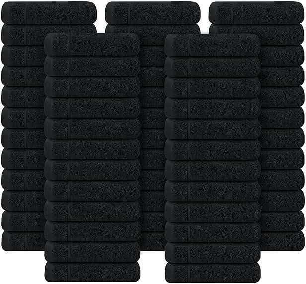 Tens Towels Pack of 60 Washcloths, 12 x 12 Inches, Lighter Weight, Quick to Dry, Super Soft & Absorbent, Gentle Face Towels, Hotel Quality, Perfect for Bathroom, Gym, Spa (Black, 60 Pack) - Image 9
