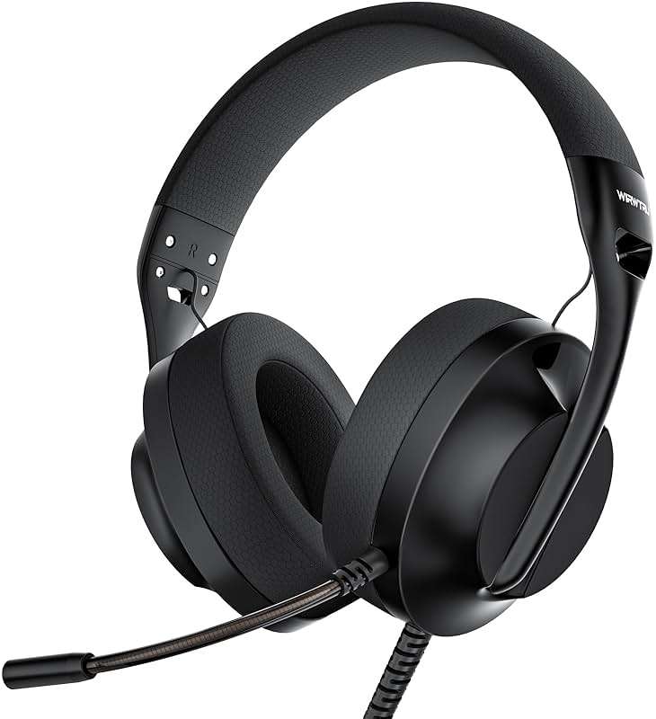 WIRWTRU S30 Gaming Headset with Microphone,198g Lightweight Design, Wired Gaming Headphones for Xbox, Xbox Series X|S, PS5, PS4, Switch, PC, Noise Cancelling Mic, Soft Earmuffs (Black) - Image 1