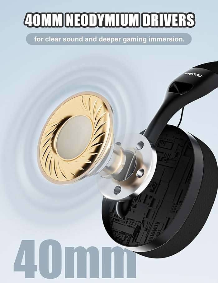 WIRWTRU S30 Gaming Headset with Microphone,198g Lightweight Design, Wired Gaming Headphones for Xbox, Xbox Series X|S, PS5, PS4, Switch, PC, Noise Cancelling Mic, Soft Earmuffs (Black) - Image 3