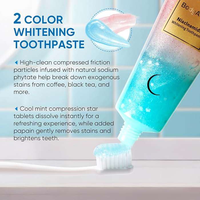 BodyAccel Niacinamide Whitening Toothpaste, Niacinamide Intensive Whitening Toothpaste with Natural Gentle Care Deep Stain Removal Clean Peach Flavor, Improves Gum Health, Fresh Breath (1) - Image 4