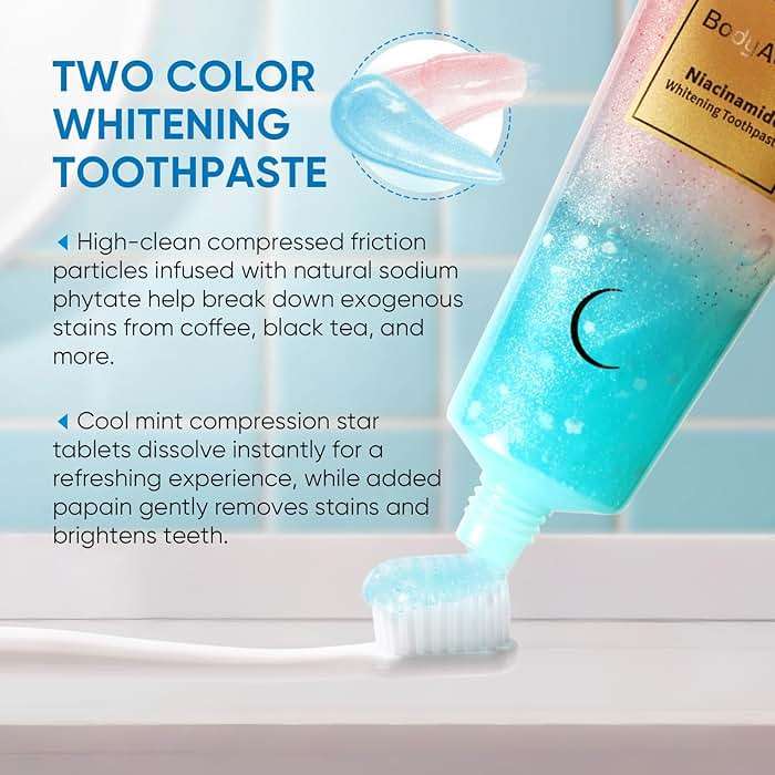 BodyAccel Niacinamide Whitening Toothpaste – Natural Whitening Toothpaste with Niacinamide, Gentle Formula for Brighter Teeth & Fresh Breath, 2-Pack (2) - Image 4