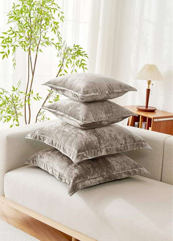 COCOPLOCEUS Velvet Euro Pillow Shams, 2 Pack 26x26 Brown Solid Square Decorative Throw Pillow Covers, Soft Washable Invisible Zipper Cushion Cases for Living Room Sofa, Couch & Bedroom - Image 3