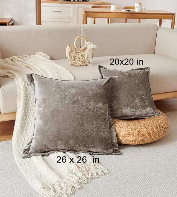 COCOPLOCEUS Velvet Euro Pillow Shams, 2 Pack 26x26 Brown Solid Square Decorative Throw Pillow Covers, Soft Washable Invisible Zipper Cushion Cases for Living Room Sofa, Couch & Bedroom - Image 4