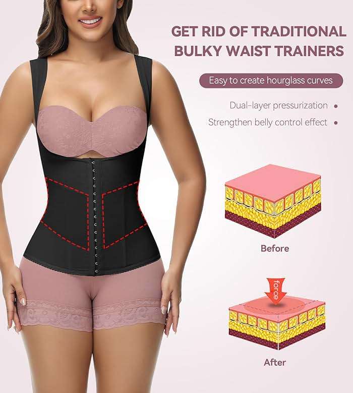 SHAPSHE Waist Trainer for Women Workout Corset Waist Cincher Shapewear Tummy Control Vest Body Shaper Invisible Girdle - Image 2