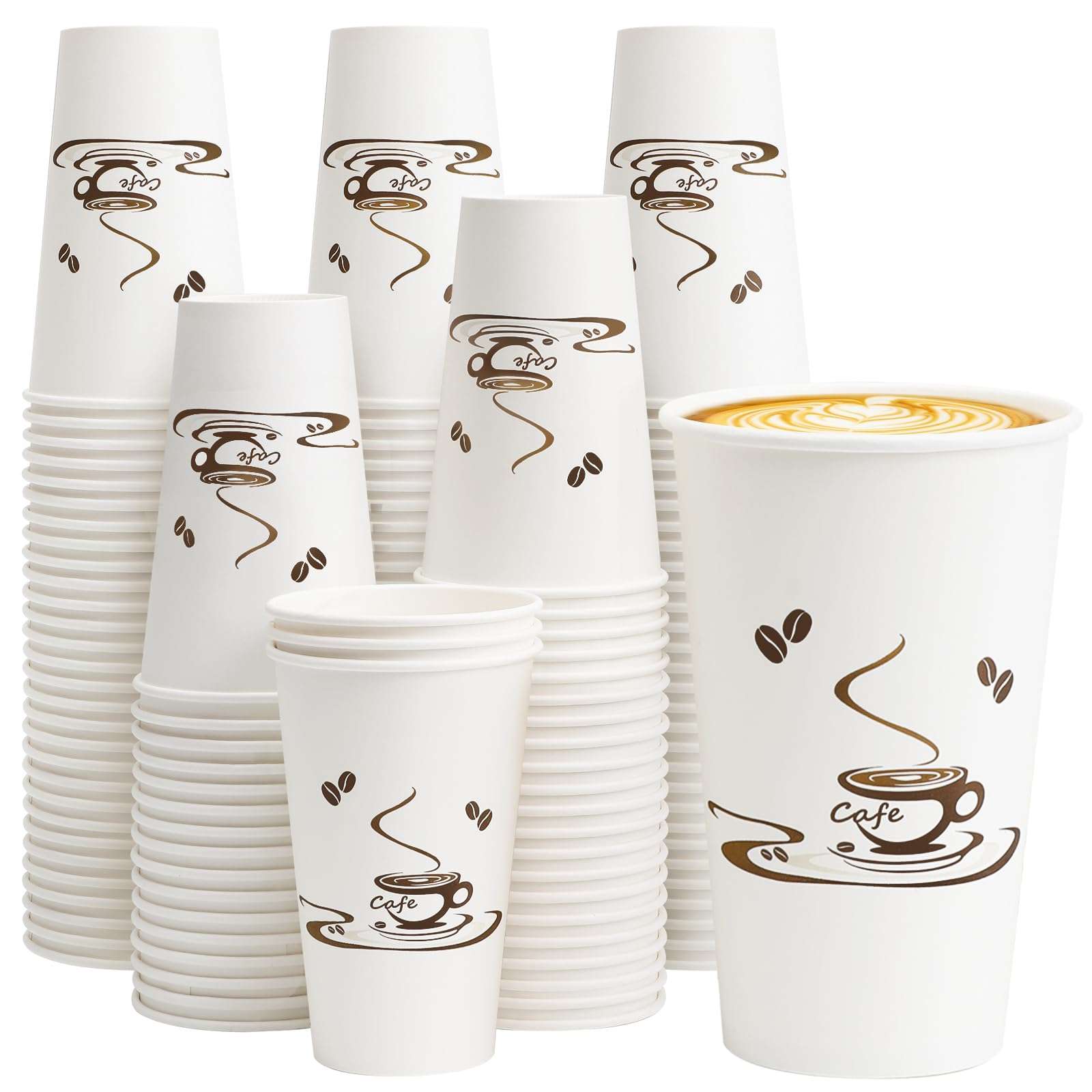 Lamosi Coffee Cups 16 oz 180 Pack, Disposable Paper Cups for Hot or Cold Drinks, Insulated Leakproof Cup for Cafe, Office, hotel and Home - Image 1