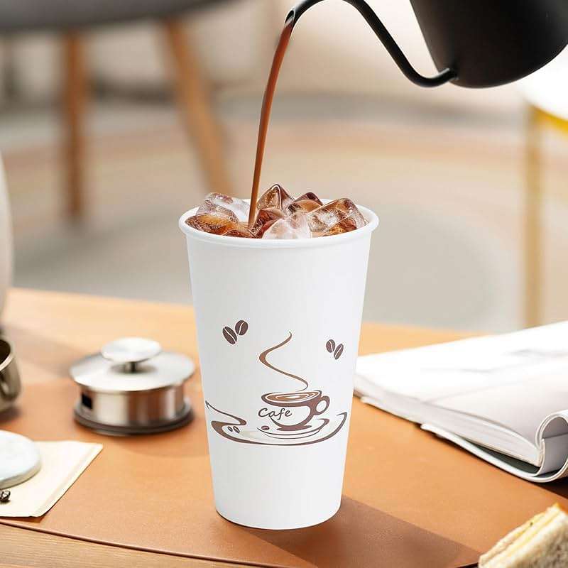 Lamosi Coffee Cups 16 oz 180 Pack, Disposable Paper Cups for Hot or Cold Drinks, Insulated Leakproof Cup for Cafe, Office, hotel and Home - Image 2