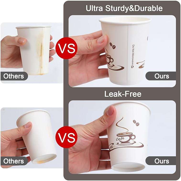 Lamosi Coffee Cups 16 oz 180 Pack, Disposable Paper Cups for Hot or Cold Drinks, Insulated Leakproof Cup for Cafe, Office, hotel and Home - Image 4