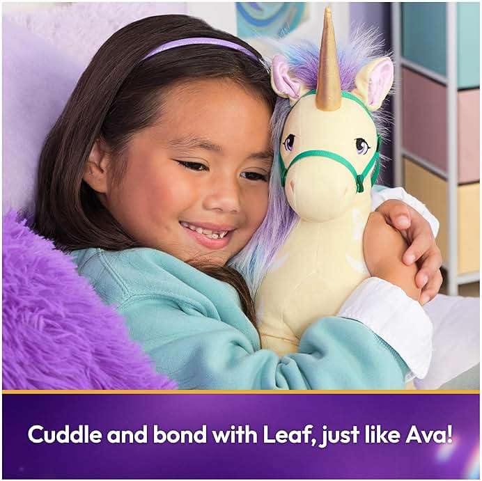 Unicorn Academy Official Leaf Plush Toy, Unicorn Stuffed Animal, Toys for Girls Ages 1 & Up, Yellow, 15” - Image 2