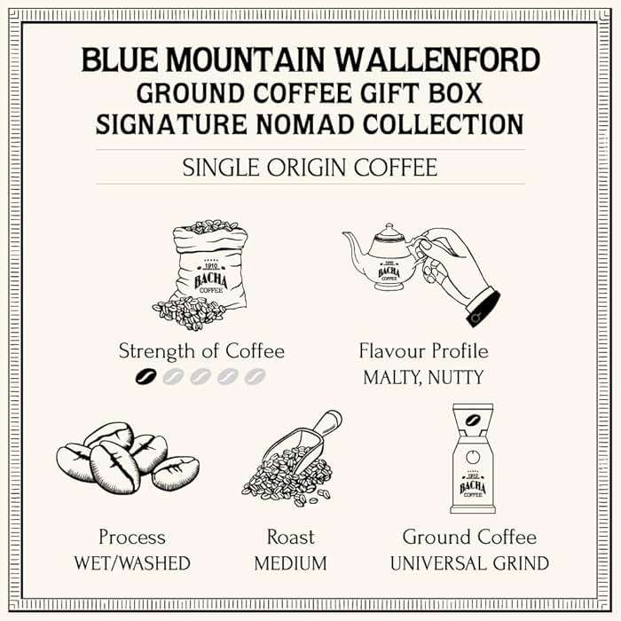 Bacha Coffee | Blue Mountain Wallenford Single Origin, Ground Beans, Medium Roast, 100% Arabica Specialty Coffee, 250g Signature Nomad Collection, Gift Box - Image 3