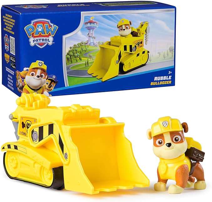 Paw Patrol, Rubble’s Bulldozer Toy Truck with Collectible Action Figure, Sustainably Minded Kids Toys for Boys & Girls Ages 3 and Up - Image 1
