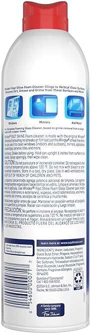 Windex Fast Shine Foam Glass Cleaner, No-Drip Windows, Doors, Mirrors & Countertops Aerosol Cleaning Spray, Streak-Free Shine, Removes Fingerprints, Dust, Dirt, Grime & More 19 oz (Pack of 1) - Image 2
