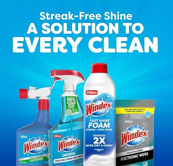 Windex Fast Shine Foam Glass Cleaner, No-Drip Windows, Doors, Mirrors & Countertops Aerosol Cleaning Spray, Streak-Free Shine, Removes Fingerprints, Dust, Dirt, Grime & More 19 oz (Pack of 1) - Image 10