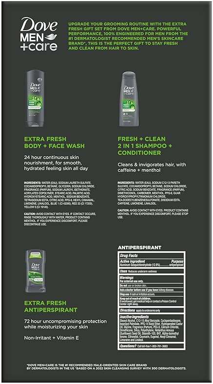 Dove Men + Care Bundle – Extra Fresh Body Wash & 72H Deodorant + Fresh + Clean 2-in-1 Shampoo and Conditioner, Citrus Scent (3 Piece Set) - Image 4