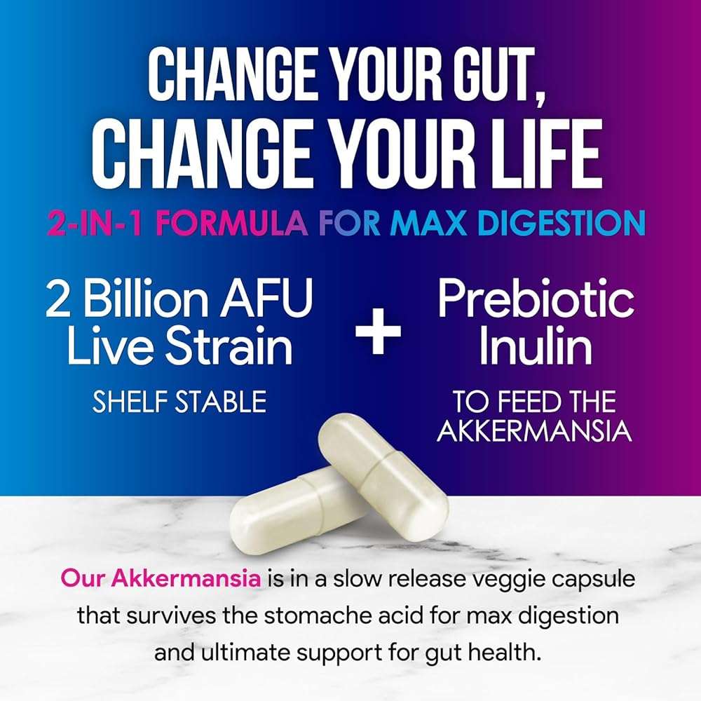 Akkermansia Gut Health Supplement - Premium Akkermansia Probiotic With Prebiotic Fiber - Akkermansia Muciniphila 2 Billion AFU Per Serving - GLP-1 Support for Women & Men, Bottled USA - 120 Capsules - Image 3