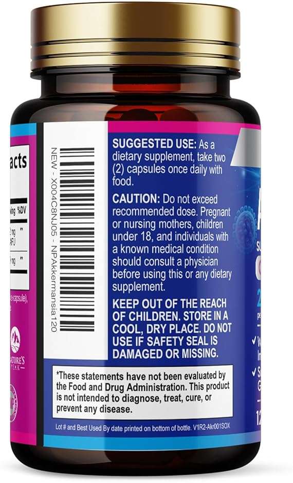Akkermansia Gut Health Supplement - Premium Akkermansia Probiotic With Prebiotic Fiber - Akkermansia Muciniphila 2 Billion AFU Per Serving - GLP-1 Support for Women & Men, Bottled USA - 120 Capsules - Image 8