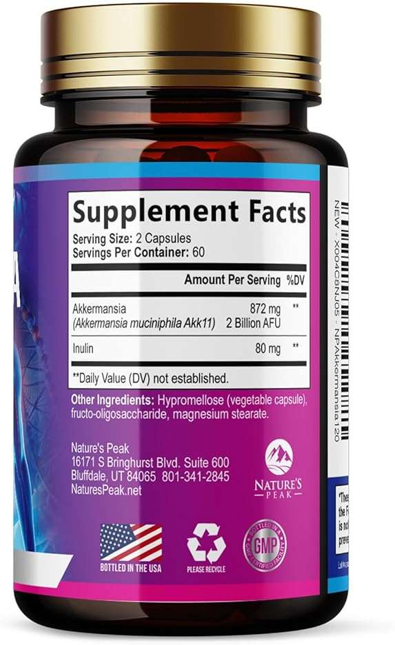 Akkermansia Gut Health Supplement - Premium Akkermansia Probiotic With Prebiotic Fiber - Akkermansia Muciniphila 2 Billion AFU Per Serving - GLP-1 Support for Women & Men, Bottled USA - 120 Capsules - Image 9