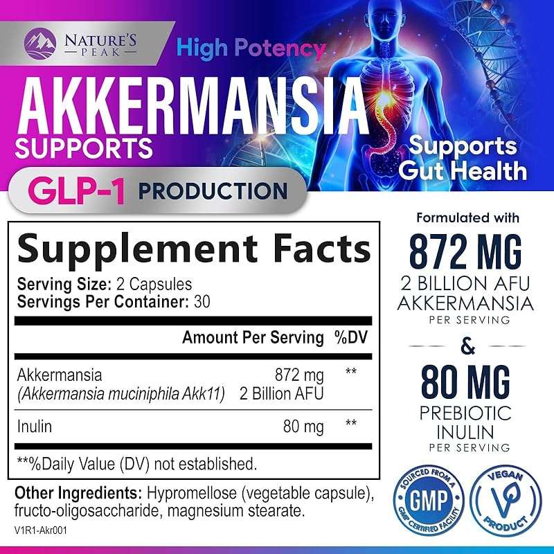 Akkermansia Gut Health Supplement - Premium Akkermansia Probiotic With Prebiotic Fiber - Akkermansia Muciniphila 2 Billion AFU Per Serving - GLP-1 Support for Women & Men, Bottled USA - 60 Capsules - Image 2