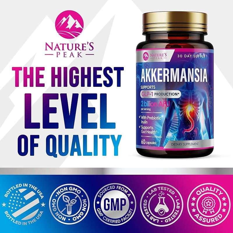 Akkermansia Gut Health Supplement - Premium Akkermansia Probiotic With Prebiotic Fiber - Akkermansia Muciniphila 2 Billion AFU Per Serving - GLP-1 Support for Women & Men, Bottled USA - 60 Capsules - Image 4