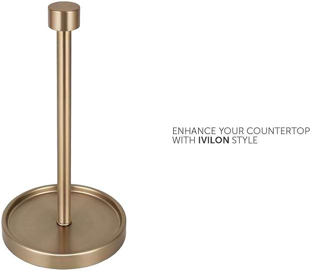 Ivilon Countertop Paper Towel Holder - Modern End Cap Minimalist Design - Color Warm Gold - Image 2