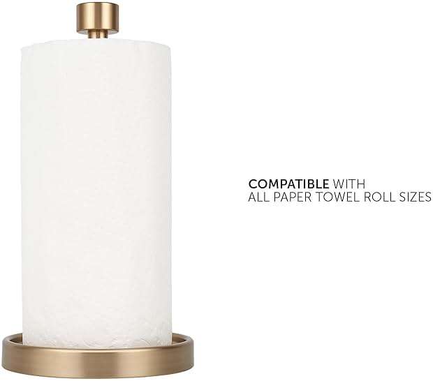 Ivilon Countertop Paper Towel Holder - Modern End Cap Minimalist Design - Color Warm Gold - Image 3