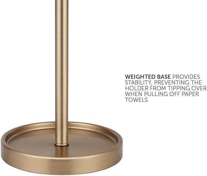 Ivilon Countertop Paper Towel Holder - Modern End Cap Minimalist Design - Color Warm Gold - Image 4