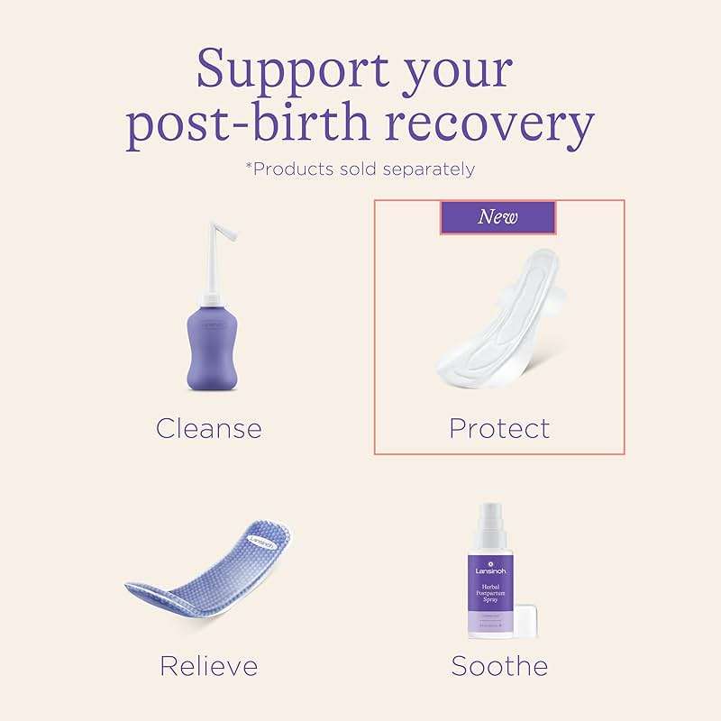 Lansinoh Postpartum Maxi Pads Bundle, 40 Count, Heavy Absorbency Overnight Pads with Wings, Includes 2 Sizes for Extra Protection, Postpartum Essentials - Image 5