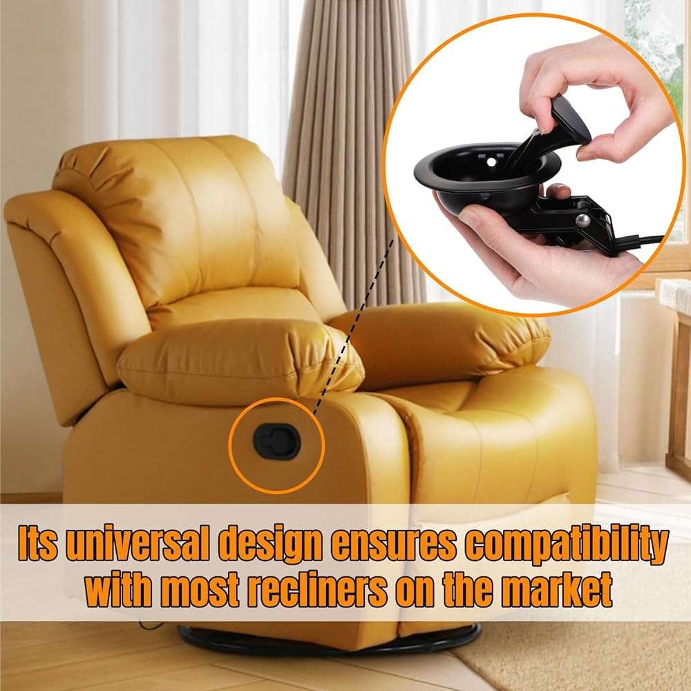 Acshio 2 Sets of Metal Recliner Release Pull Handle, Universal Heavy Duty Sofa Release Lever Pull Handle with Cable, Recliners Repair Replacement Parts Fits Most Furniture Recliner Couch Sofa Chair - Image 6