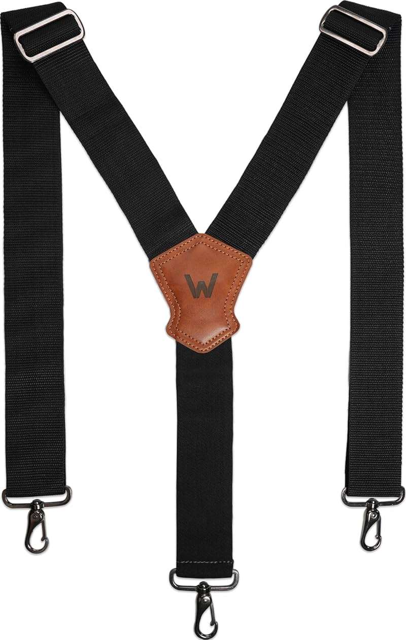 WELKINLAND 2Inch Y-Back Mens Suspenders, Heavy-Duty Suspenders Y Back, Wide Mens Suspender Hooks for Jeans Heavy Duty, Black Men Suspender Pants - Image 1