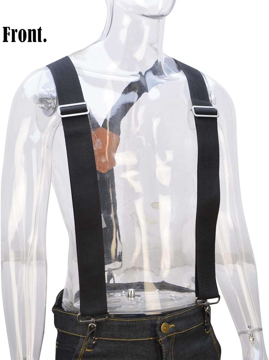 WELKINLAND 2Inch Y-Back Mens Suspenders, Heavy-Duty Suspenders Y Back, Wide Mens Suspender Hooks for Jeans Heavy Duty, Black Men Suspender Pants - Image 2