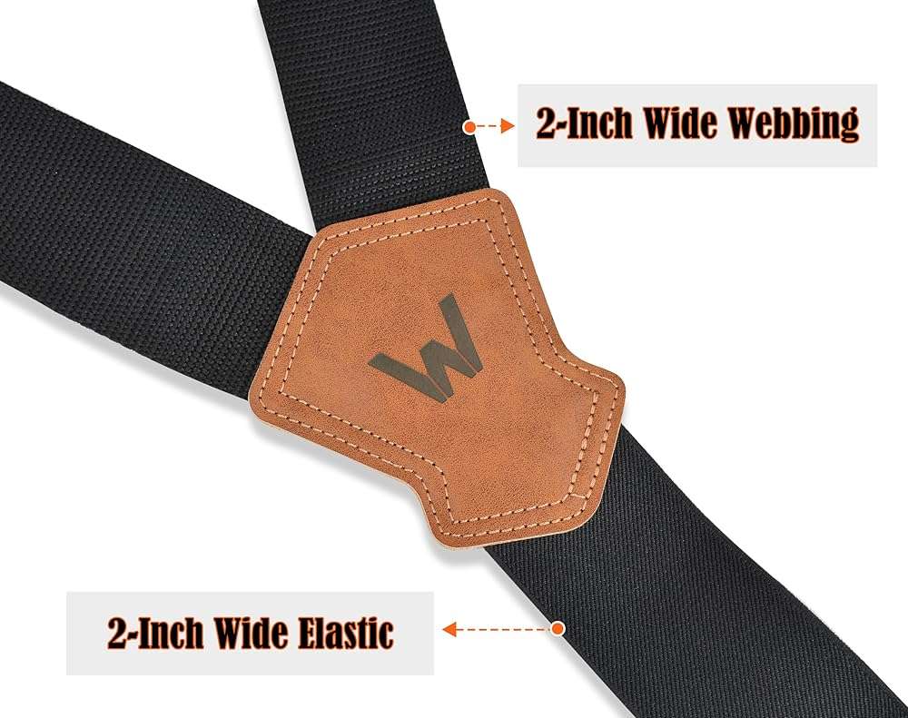 WELKINLAND 2Inch Y-Back Mens Suspenders, Heavy-Duty Suspenders Y Back, Wide Mens Suspender Hooks for Jeans Heavy Duty, Black Men Suspender Pants - Image 6