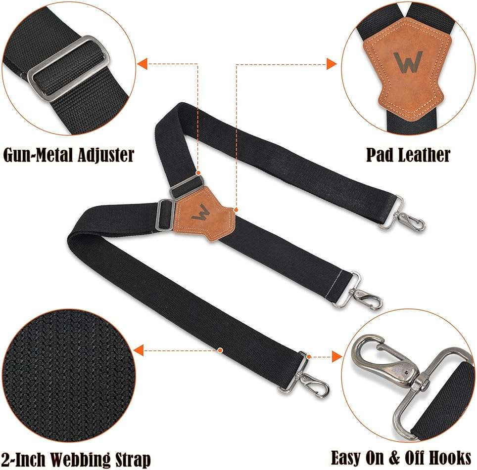WELKINLAND 2Inch Y-Back Mens Suspenders, Heavy-Duty Suspenders Y Back, Wide Mens Suspender Hooks for Jeans Heavy Duty, Black Men Suspender Pants - Image 8