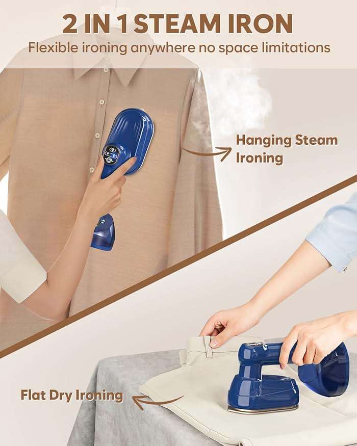 CPWORLD Steamer for Clothes, Travel Steamer & Iron 2-in1, Handheld Clothes Steamer-20s Heat-up, 230ml Large Tank, 180° Rotatable Handle, 1050W Portable Garment Steamer with Storage Bag, Only for 120V - Image 7