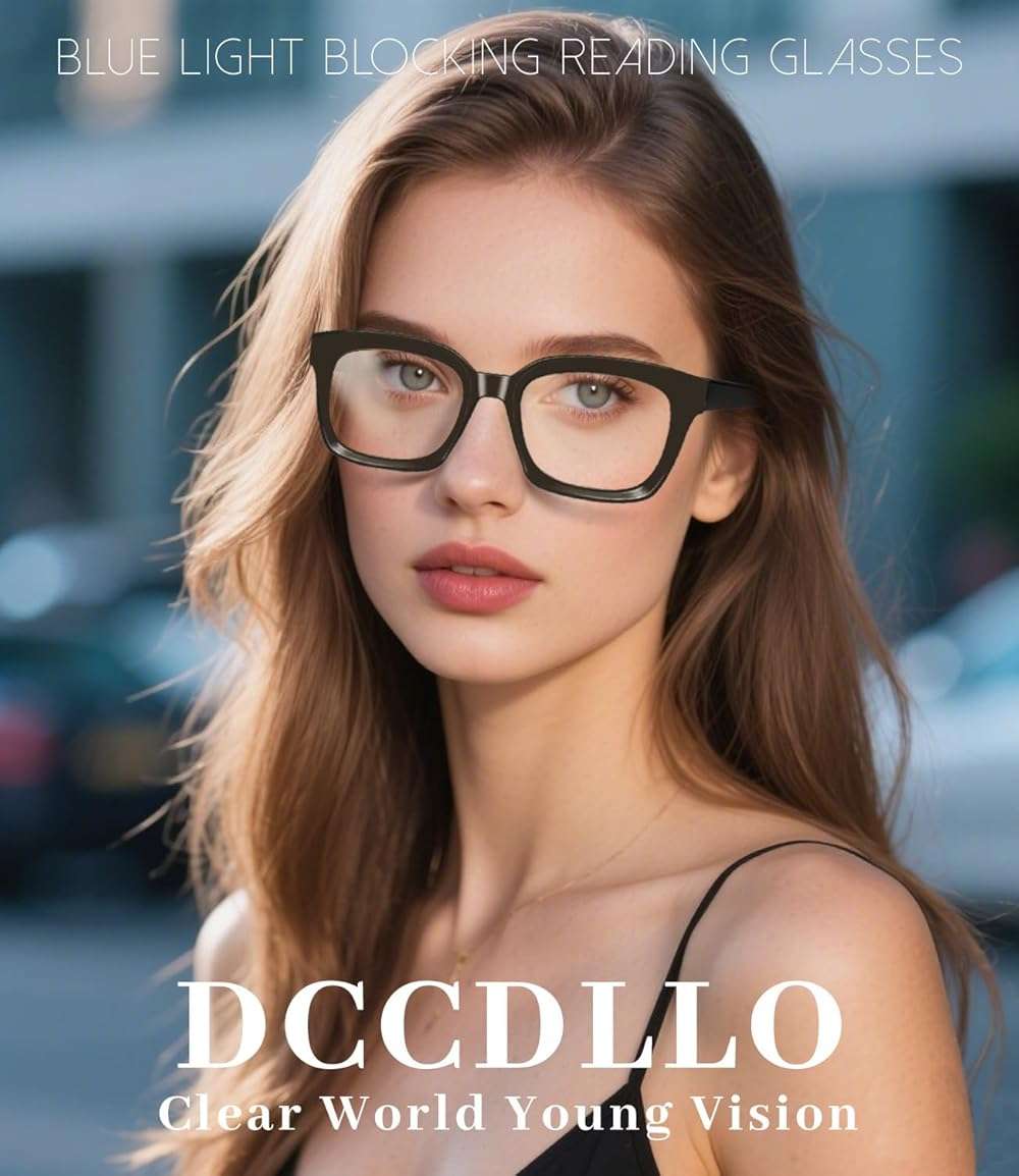Dccdllo Reading Glasses for Women, Blue Light Blocking stylish high end Oversized Square Computer Readers Spring Hinge（Black+Brown+LightPink，+1.5） - Image 2