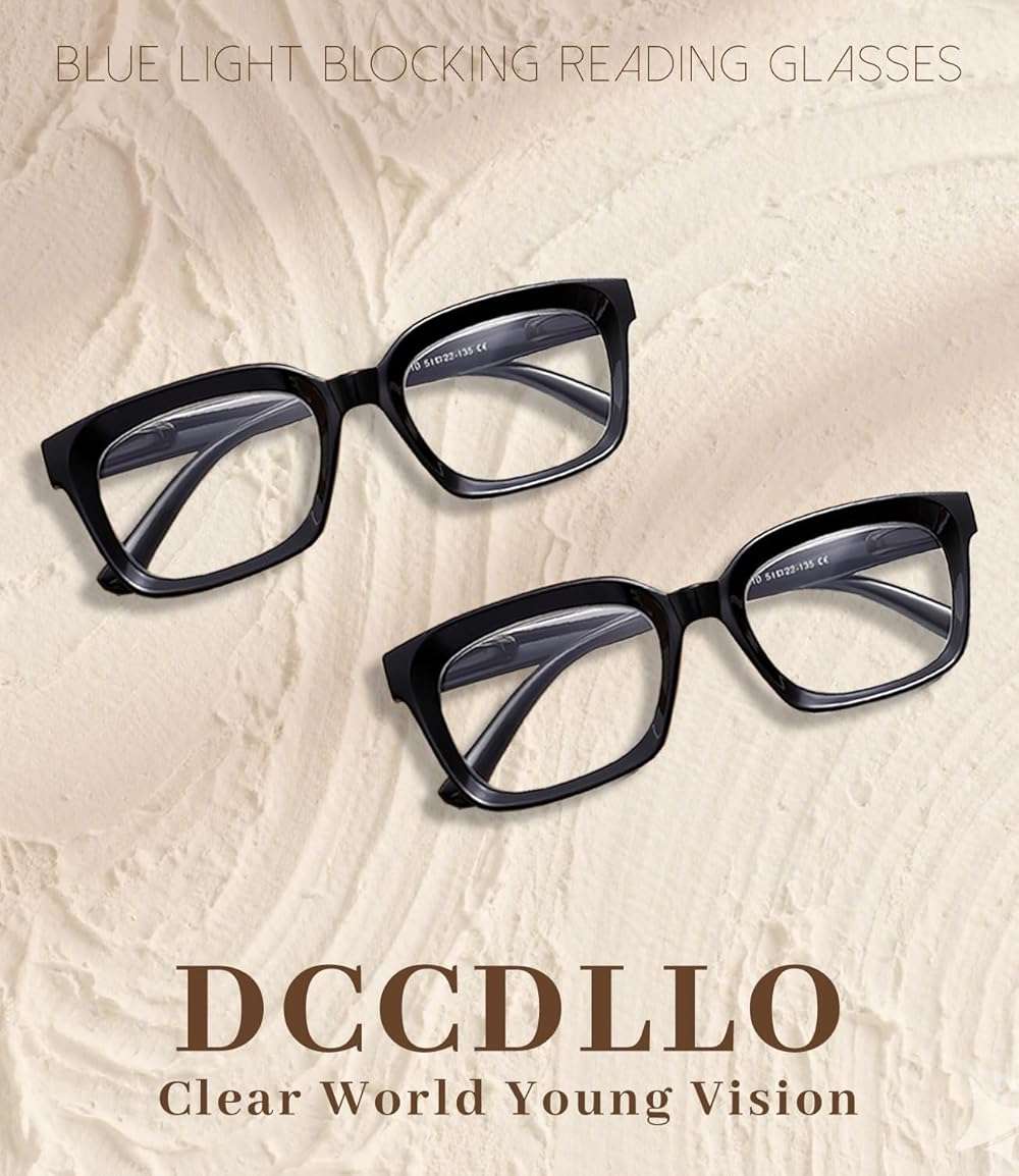 Dccdllo Reading Glasses for Women, Blue Light Blocking stylish high end Oversized Square Computer Readers Spring Hinge（Black+Brown+LightPink，+1.5） - Image 7