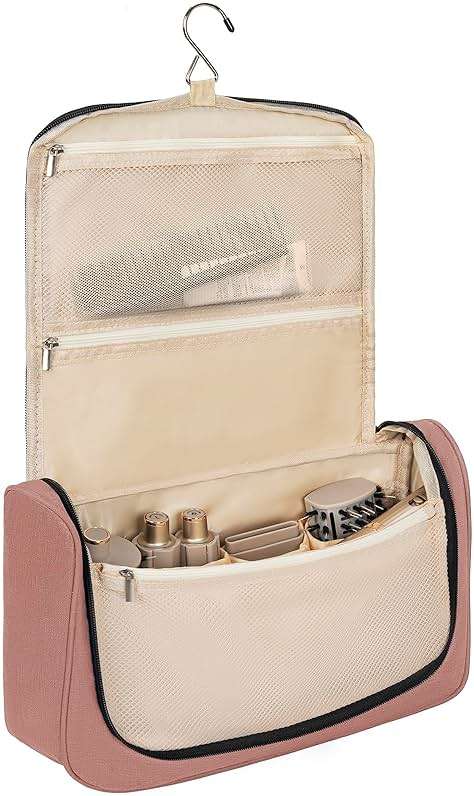 WELIDAY Airwrap Travel Case Compatible with Dyson/Shark FlexStyle, Travel Portable Storage Bag with Hanging Hook and Multi-pockets for Hair Curler and Accessories (Front Open Design, Pink) - Image 1